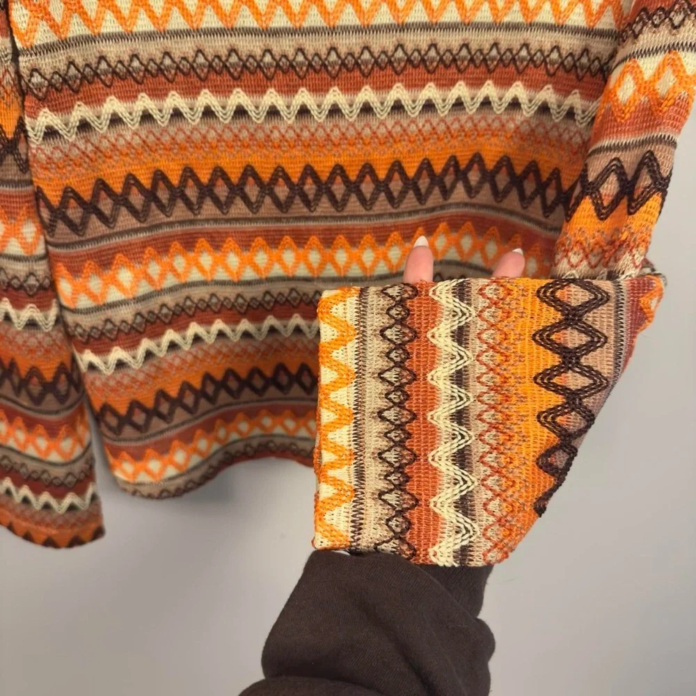 Y2K boho sheer knit zigzag beach top —‎ Size L
